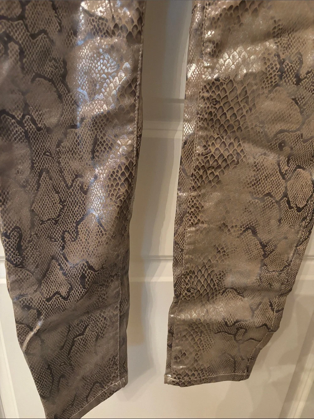 Boston Proper Metallic Taupe Snake-Print Skinny Pants NWT GIRLS NIGHT CLUB FUN - Picture 4 of 10